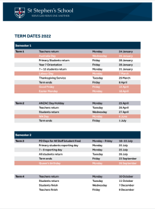 2022 Term Dates